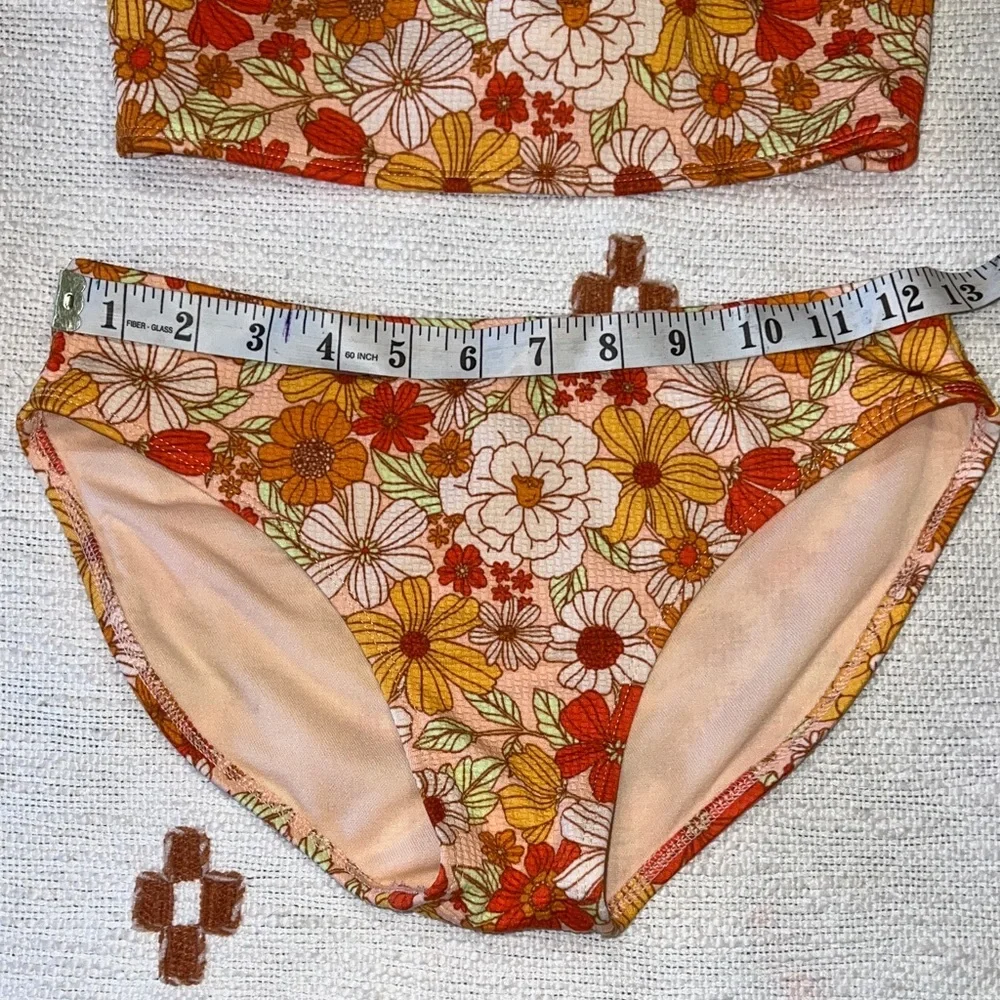 Art Class Floral Rash Guard Bikini Set- Pink and Orange Floral Size XL (14)
